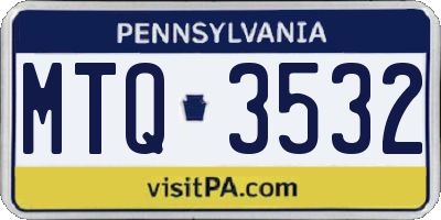 PA license plate MTQ3532