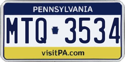 PA license plate MTQ3534