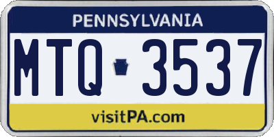 PA license plate MTQ3537