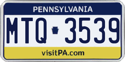 PA license plate MTQ3539