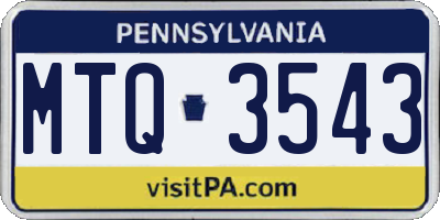 PA license plate MTQ3543