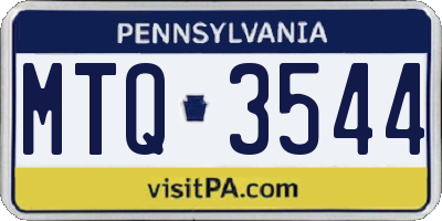 PA license plate MTQ3544