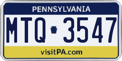 PA license plate MTQ3547