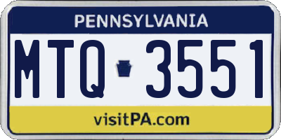 PA license plate MTQ3551