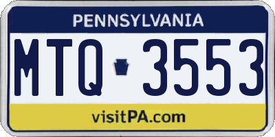 PA license plate MTQ3553