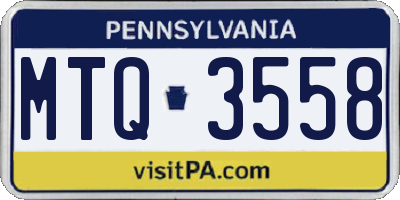 PA license plate MTQ3558