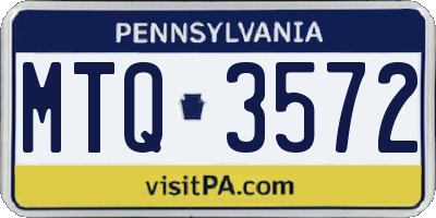 PA license plate MTQ3572