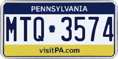 PA license plate MTQ3574