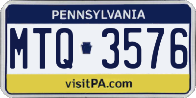 PA license plate MTQ3576
