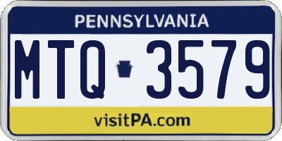 PA license plate MTQ3579