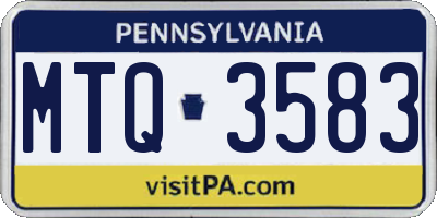 PA license plate MTQ3583