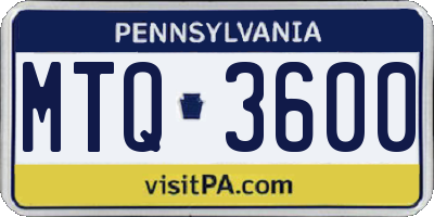 PA license plate MTQ3600