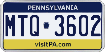 PA license plate MTQ3602