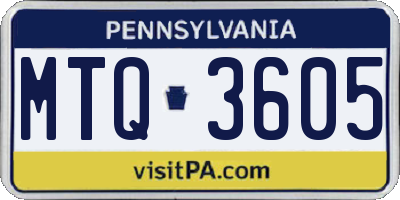 PA license plate MTQ3605