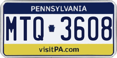 PA license plate MTQ3608
