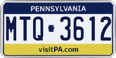 PA license plate MTQ3612