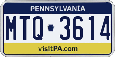 PA license plate MTQ3614