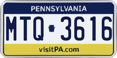 PA license plate MTQ3616