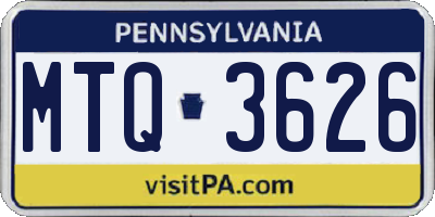 PA license plate MTQ3626