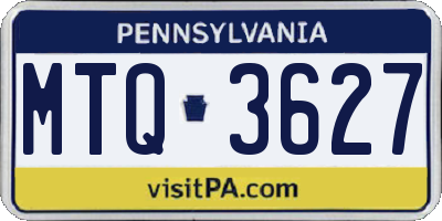PA license plate MTQ3627