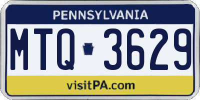 PA license plate MTQ3629