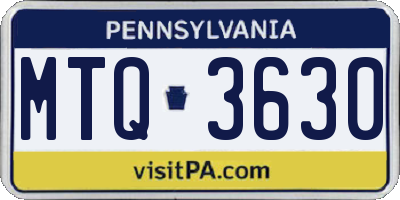 PA license plate MTQ3630