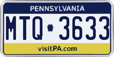 PA license plate MTQ3633