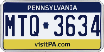 PA license plate MTQ3634
