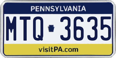 PA license plate MTQ3635