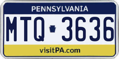 PA license plate MTQ3636