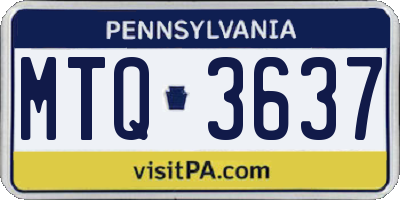 PA license plate MTQ3637
