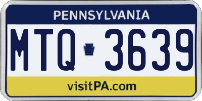 PA license plate MTQ3639