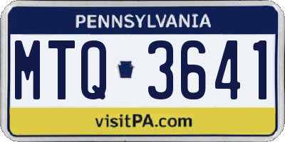PA license plate MTQ3641