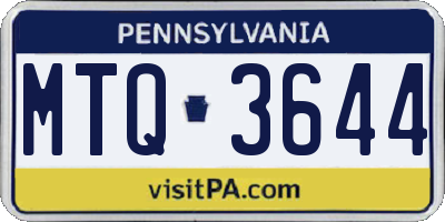 PA license plate MTQ3644