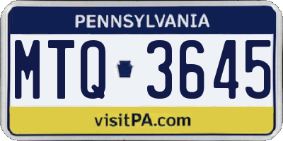 PA license plate MTQ3645
