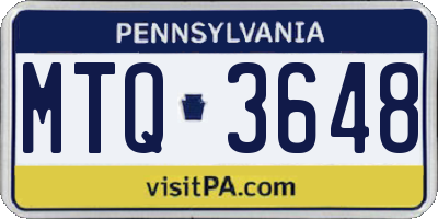PA license plate MTQ3648