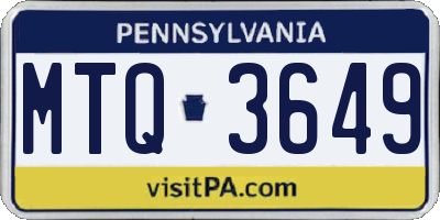 PA license plate MTQ3649