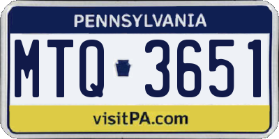PA license plate MTQ3651