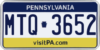 PA license plate MTQ3652