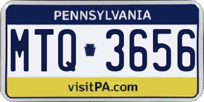 PA license plate MTQ3656