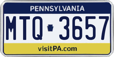 PA license plate MTQ3657