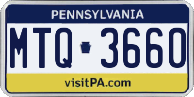 PA license plate MTQ3660