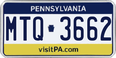 PA license plate MTQ3662
