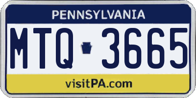 PA license plate MTQ3665