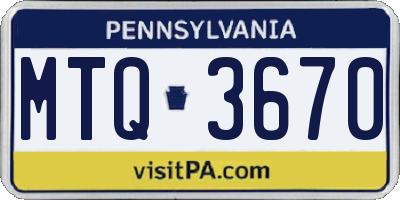 PA license plate MTQ3670