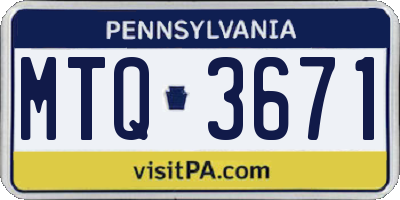 PA license plate MTQ3671