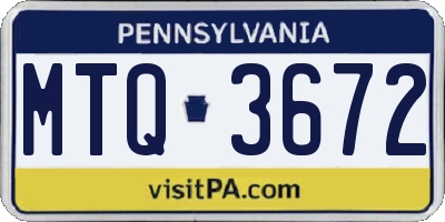 PA license plate MTQ3672