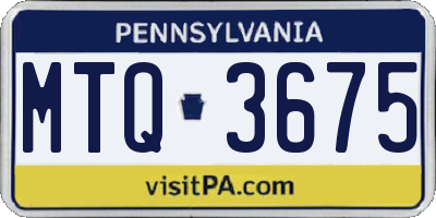 PA license plate MTQ3675