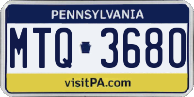 PA license plate MTQ3680