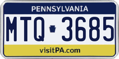 PA license plate MTQ3685